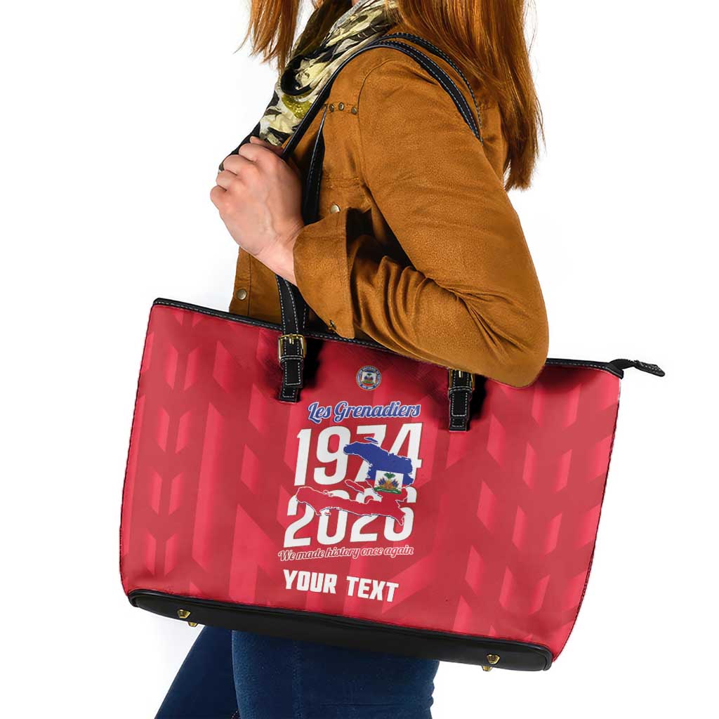 Personalized Haiti Football Leather Tote Bag Les Grenadiers Made History Once Again Red Color - Wonder Print Shop
