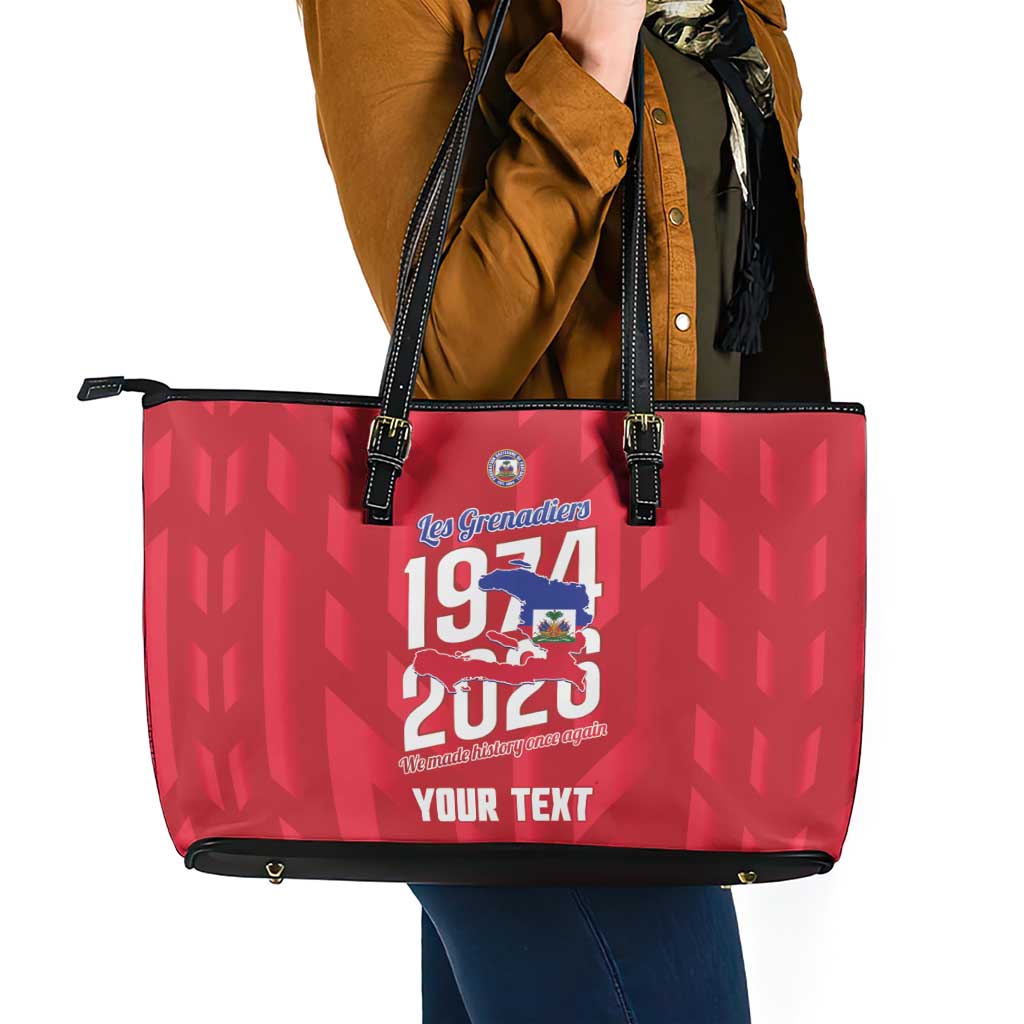 Personalized Haiti Football Leather Tote Bag Les Grenadiers Made History Once Again Red Color - Wonder Print Shop
