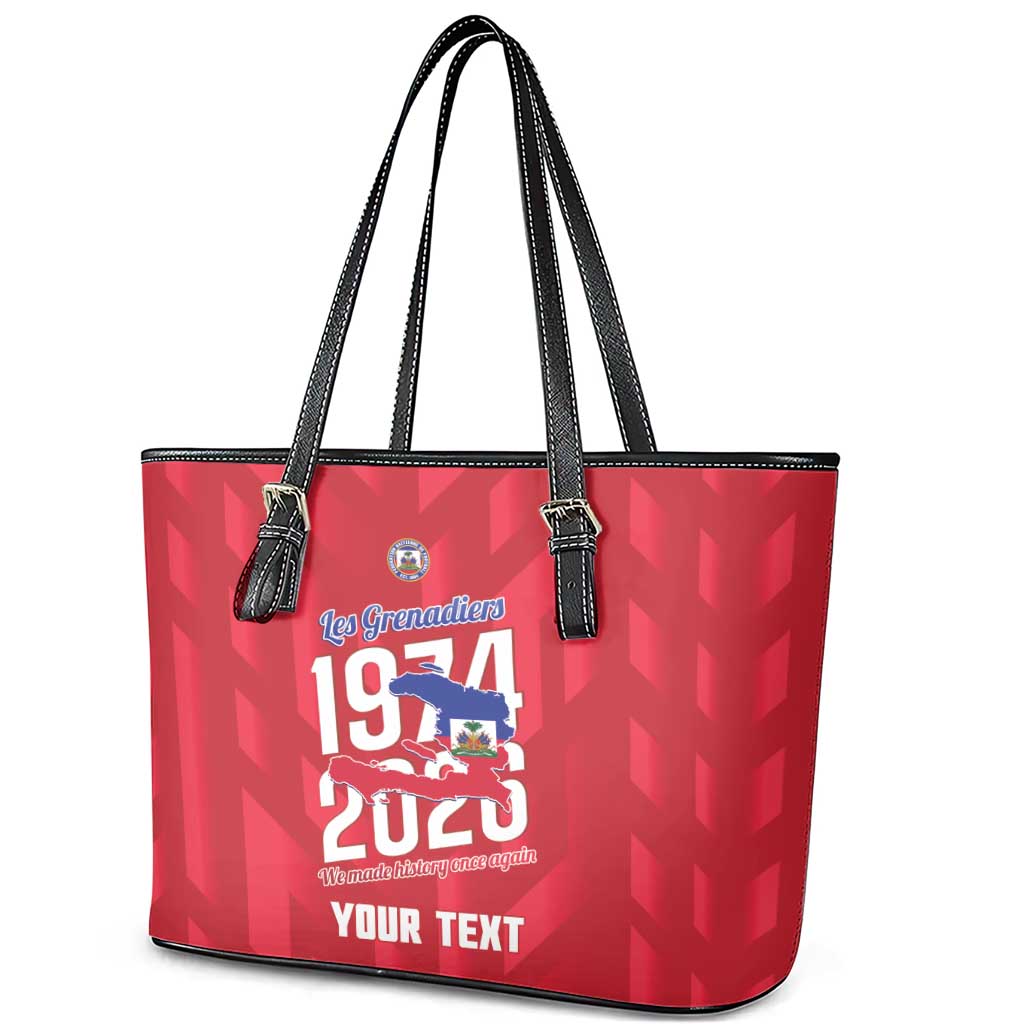 Personalized Haiti Football Leather Tote Bag Les Grenadiers Made History Once Again Red Color - Wonder Print Shop