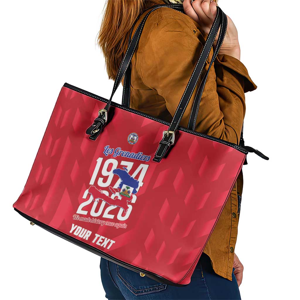 Personalized Haiti Football Leather Tote Bag Les Grenadiers Made History Once Again Red Color - Wonder Print Shop