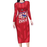 Personalized Haiti Football Long Sleeve Bodycon Dress Les Grenadiers Made History Once Again Red Color - Wonder Print Shop