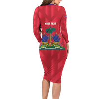 Personalized Haiti Football Long Sleeve Bodycon Dress Les Grenadiers Made History Once Again Red Color - Wonder Print Shop