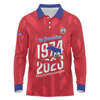 Personalized Haiti Football Long Sleeve Polo Shirt Les Grenadiers Made History Once Again Red Color - Wonder Print Shop