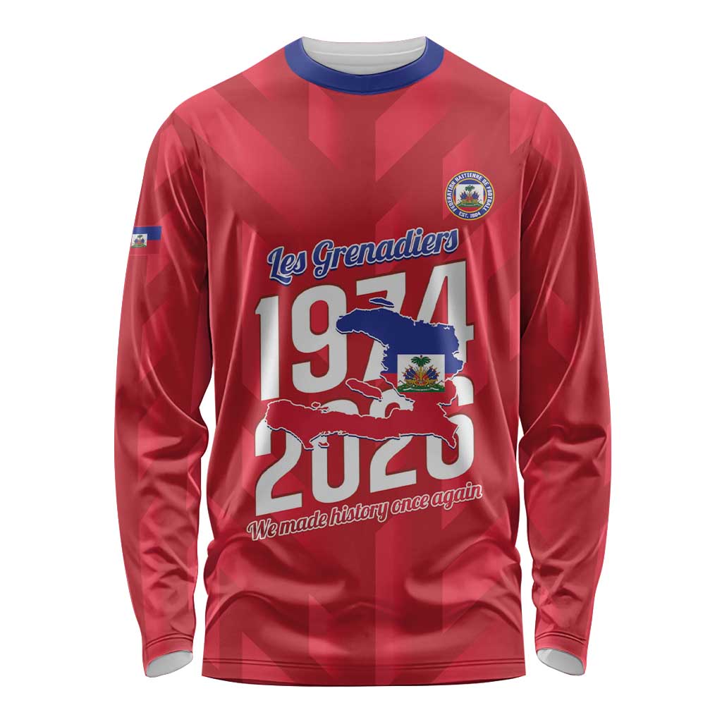 Personalized Haiti Football Long Sleeve Shirt Les Grenadiers Made History Once Again Red Color - Wonder Print Shop