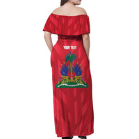Personalized Haiti Football Off Shoulder Maxi Dress Les Grenadiers Made History Once Again Red Color - Wonder Print Shop