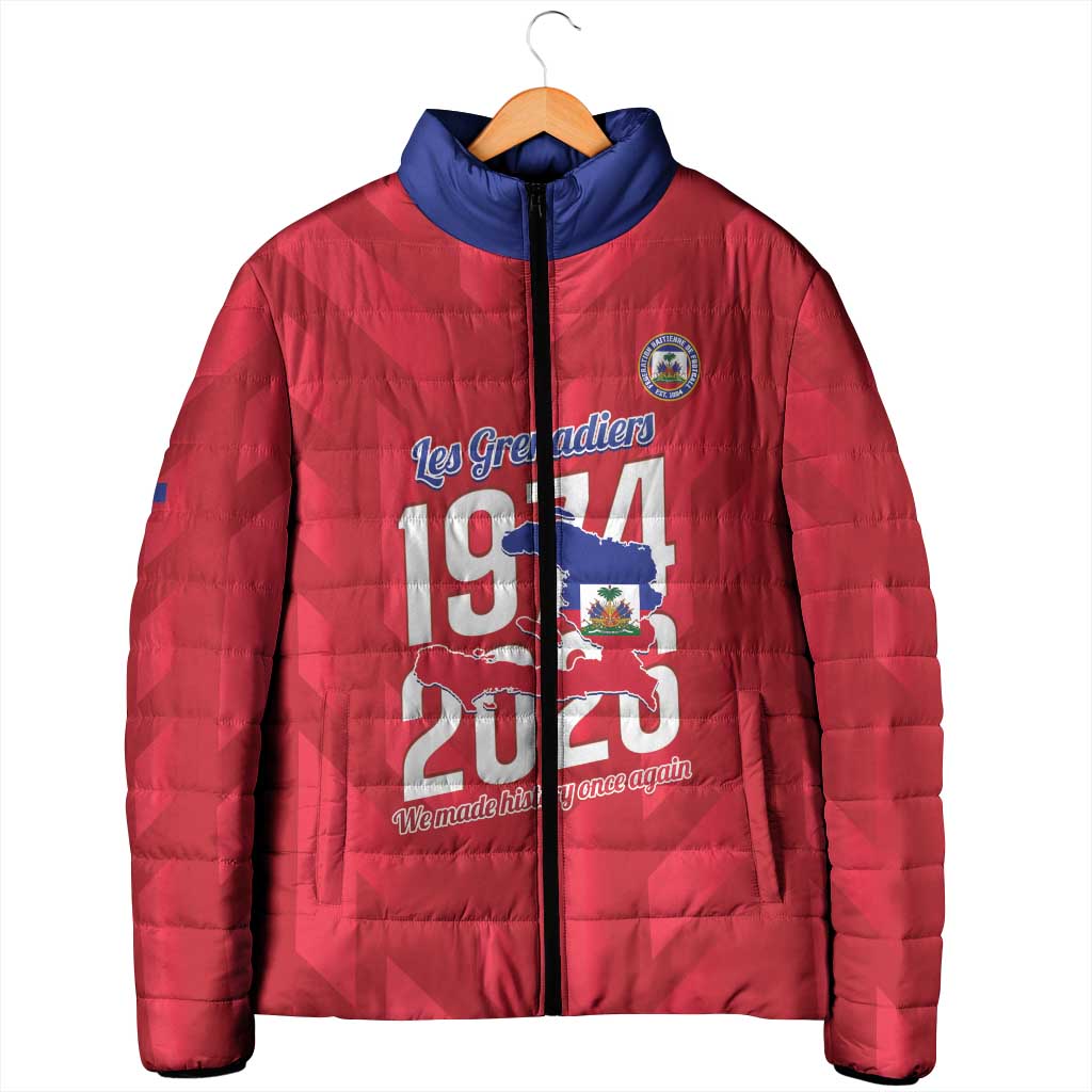 Personalized Haiti Football Padded Jacket Les Grenadiers Made History Once Again Red Color - Wonder Print Shop