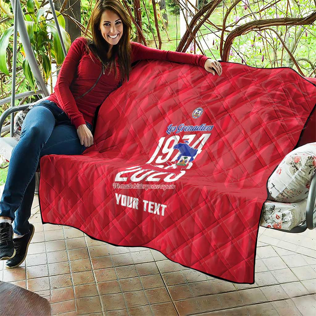 Personalized Haiti Football Quilt Les Grenadiers Made History Once Again Red Color - Wonder Print Shop