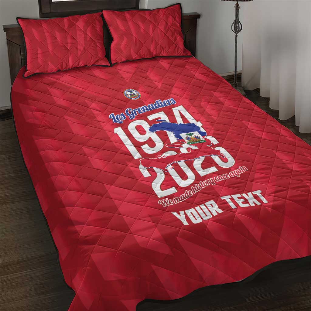 Personalized Haiti Football Quilt Bed Set Les Grenadiers Made History Once Again Red Color - Wonder Print Shop