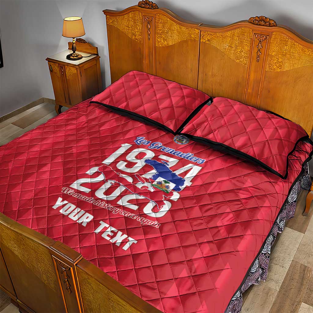Personalized Haiti Football Quilt Bed Set Les Grenadiers Made History Once Again Red Color - Wonder Print Shop