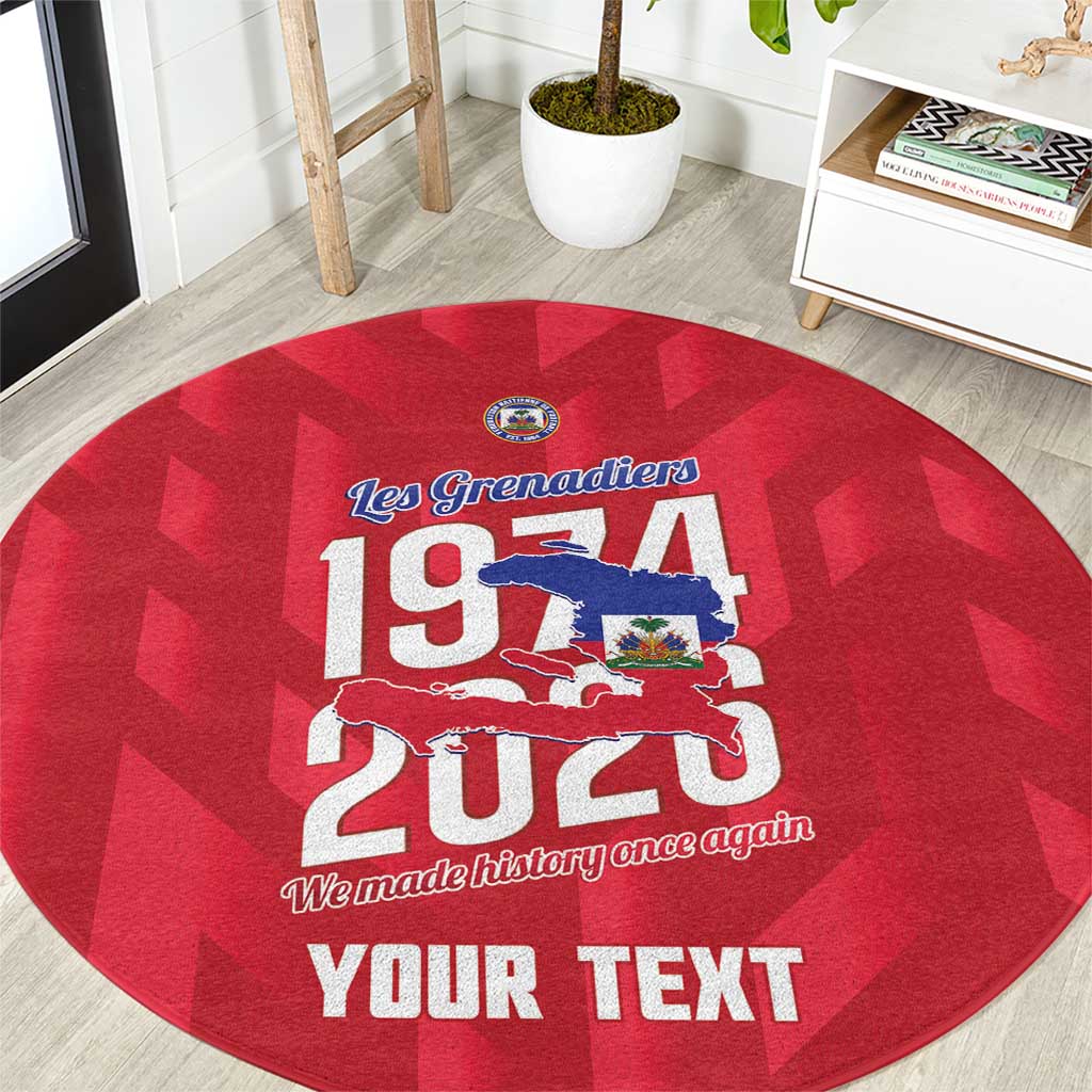 Personalized Haiti Football Round Carpet Les Grenadiers Made History Once Again Red Color - Wonder Print Shop