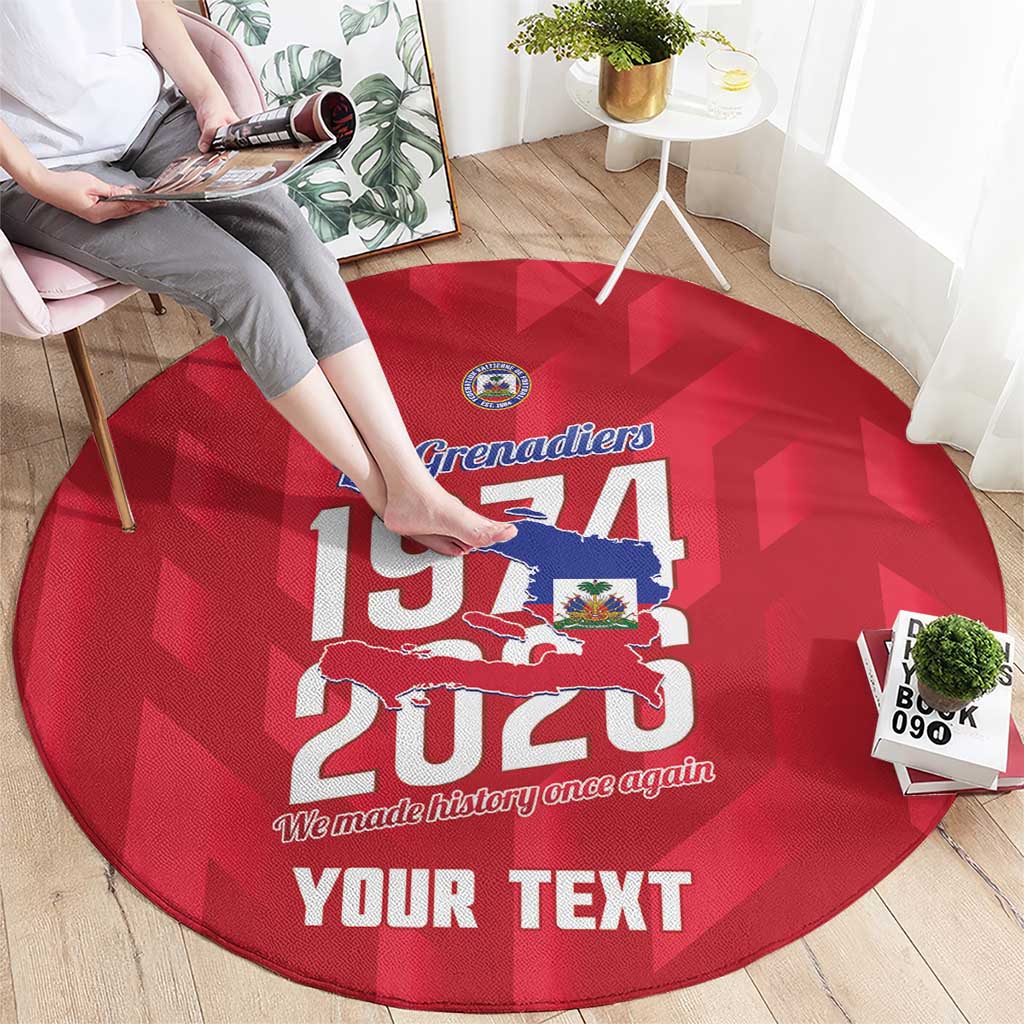 Personalized Haiti Football Round Carpet Les Grenadiers Made History Once Again Red Color - Wonder Print Shop