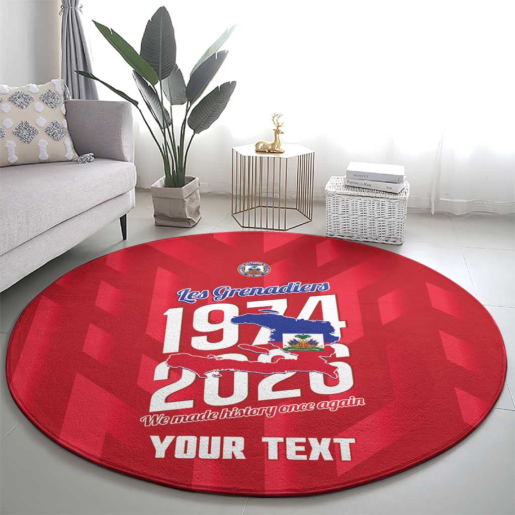Personalized Haiti Football Round Carpet Les Grenadiers Made History Once Again Red Color - Wonder Print Shop