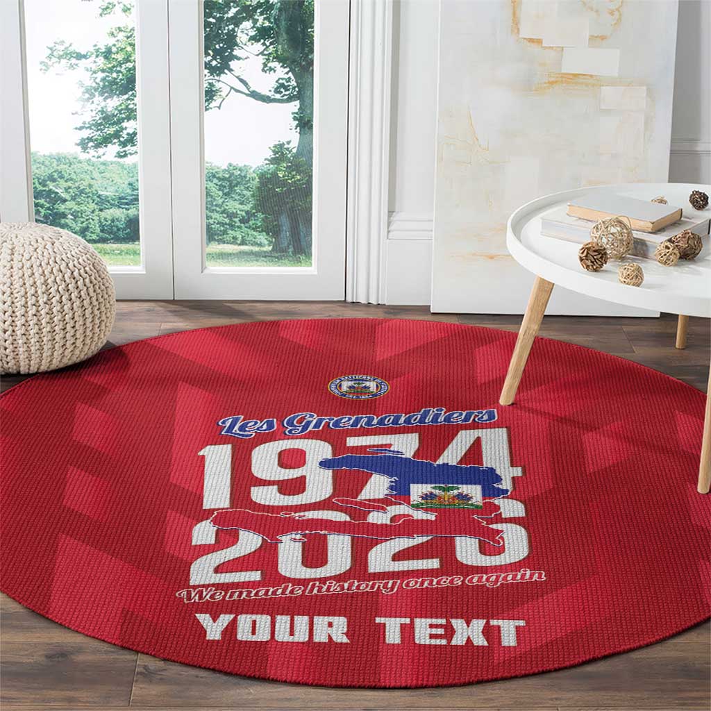 Personalized Haiti Football Round Carpet Les Grenadiers Made History Once Again Red Color - Wonder Print Shop