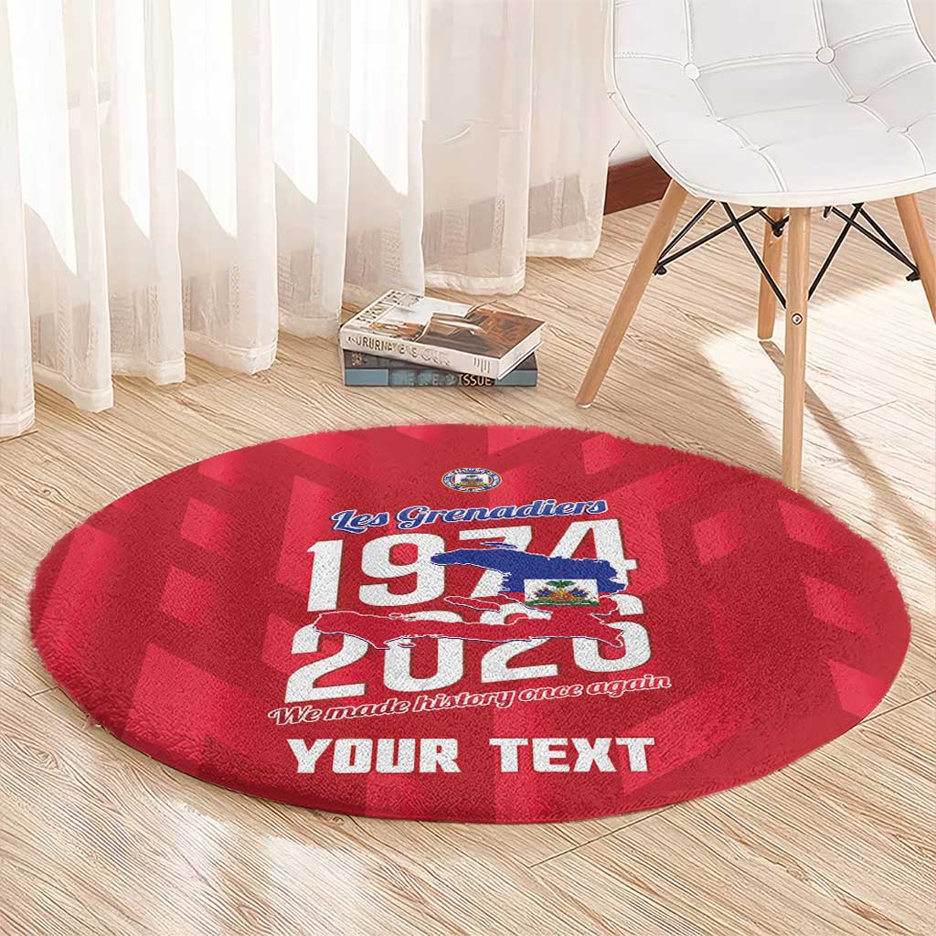 Personalized Haiti Football Round Carpet Les Grenadiers Made History Once Again Red Color - Wonder Print Shop