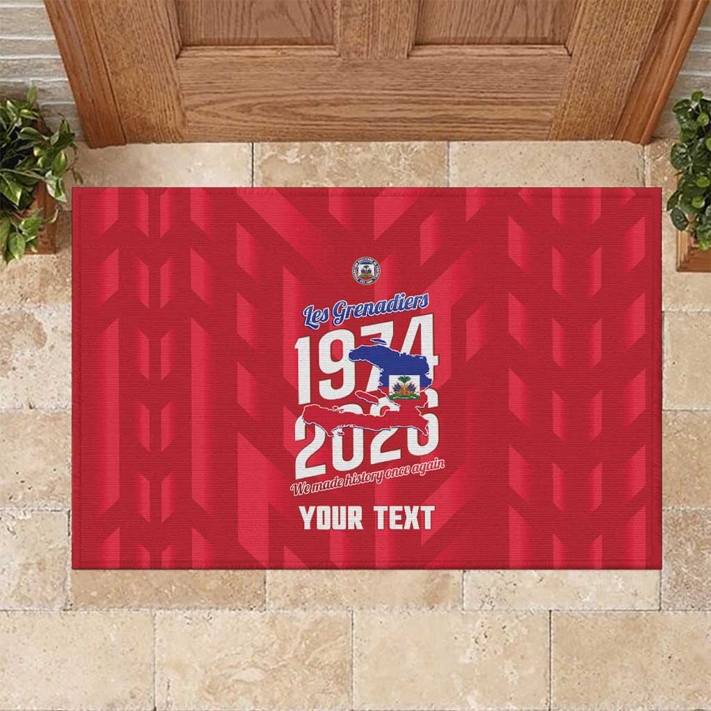 Personalized Haiti Football Rubber Doormat Les Grenadiers Made History Once Again Red Color - Wonder Print Shop