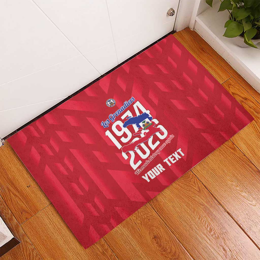 Personalized Haiti Football Rubber Doormat Les Grenadiers Made History Once Again Red Color - Wonder Print Shop