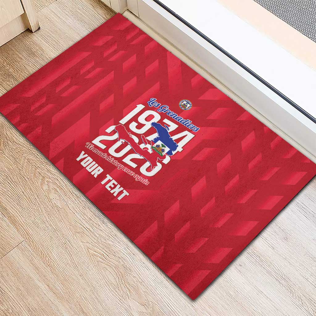 Personalized Haiti Football Rubber Doormat Les Grenadiers Made History Once Again Red Color - Wonder Print Shop