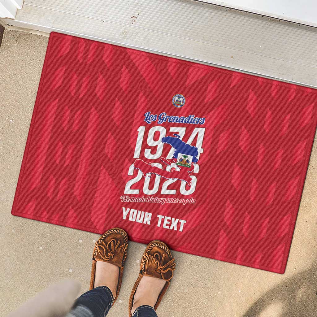 Personalized Haiti Football Rubber Doormat Les Grenadiers Made History Once Again Red Color - Wonder Print Shop