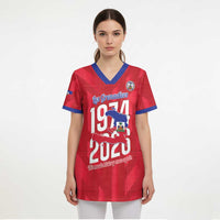 Personalized Haiti Football Scrub Top Les Grenadiers Made History Once Again Red Color - Wonder Print Shop