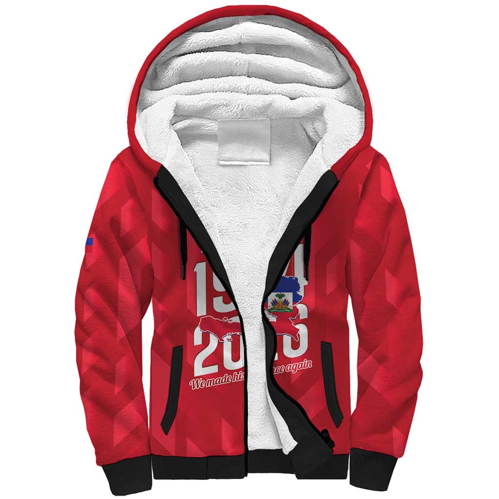 Personalized Haiti Football Sherpa Hoodie Les Grenadiers Made History Once Again Red Color - Wonder Print Shop