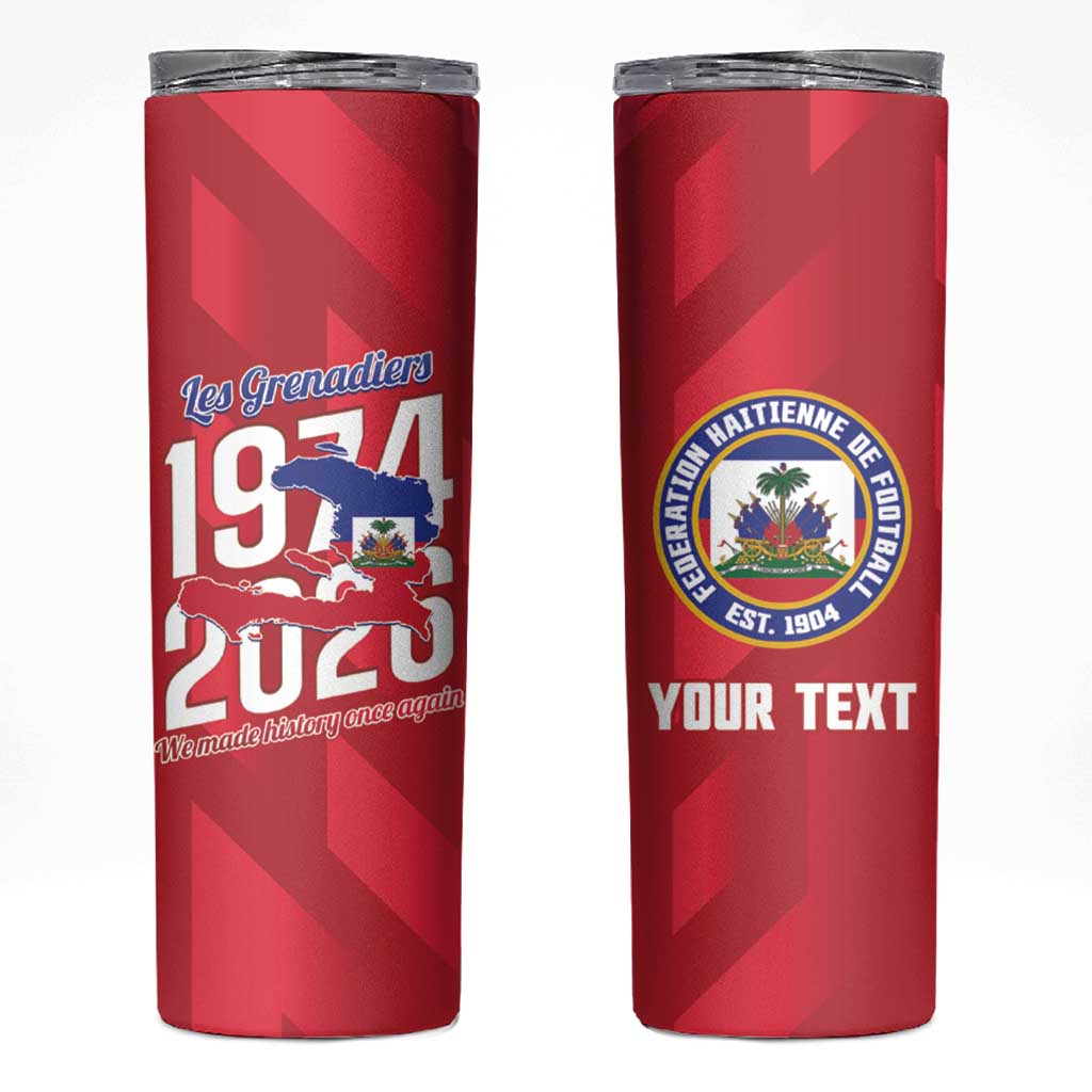 Personalized Haiti Football Skinny Tumbler Les Grenadiers Made History Once Again Red Color - Wonder Print Shop