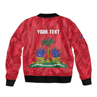 Personalized Haiti Football Sleeve Zip Bomber Jacket Les Grenadiers Made History Once Again Red Color - Wonder Print Shop