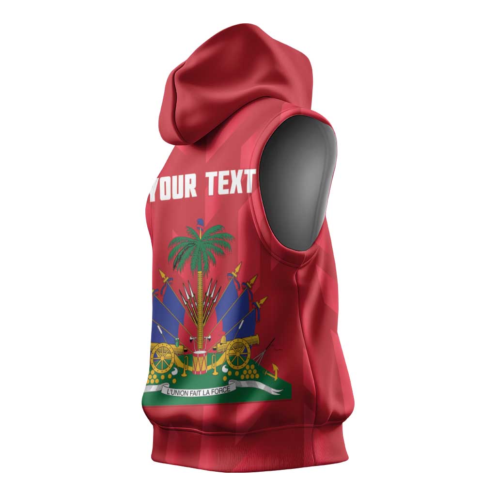 Personalized Haiti Football Sleeveless Hoodie Les Grenadiers Made History Once Again Red Color - Wonder Print Shop