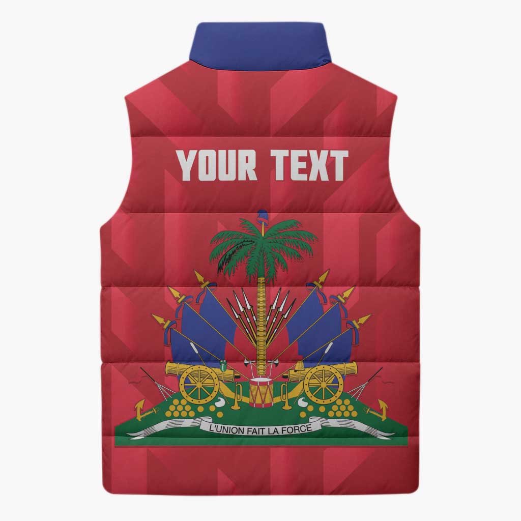 Personalized Haiti Football Sleeveless Puffer Jacket Les Grenadiers Made History Once Again Red Color - Wonder Print Shop