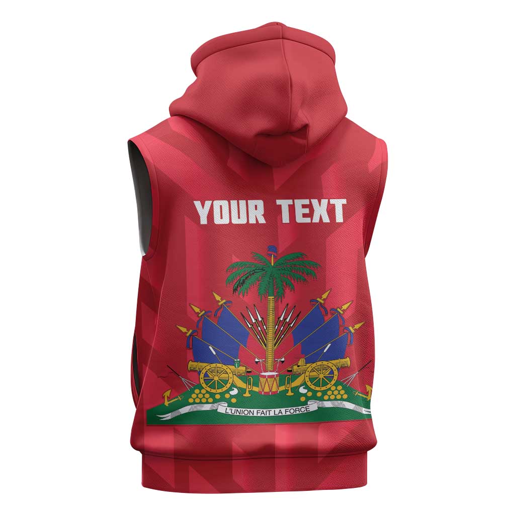 Personalized Haiti Football Sleeveless Zip Hoodie Les Grenadiers Made History Once Again Red Color - Wonder Print Shop