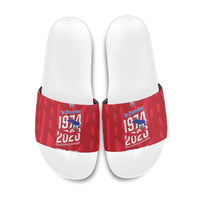 Personalized Haiti Football Slide Sandals Les Grenadiers Made History Once Again Red Color - Wonder Print Shop