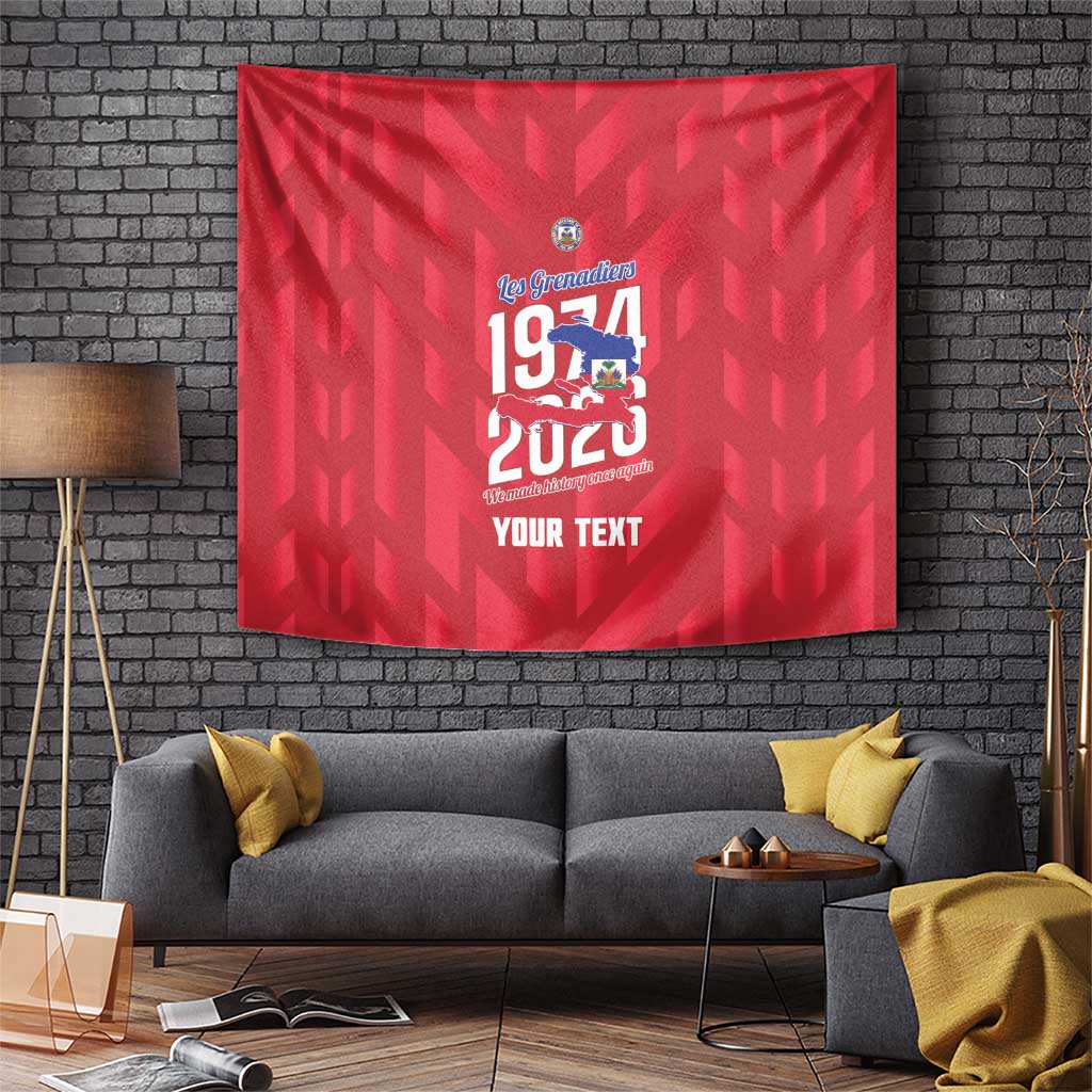 Personalized Haiti Football Tapestry Les Grenadiers Made History Once Again Red Color - Wonder Print Shop
