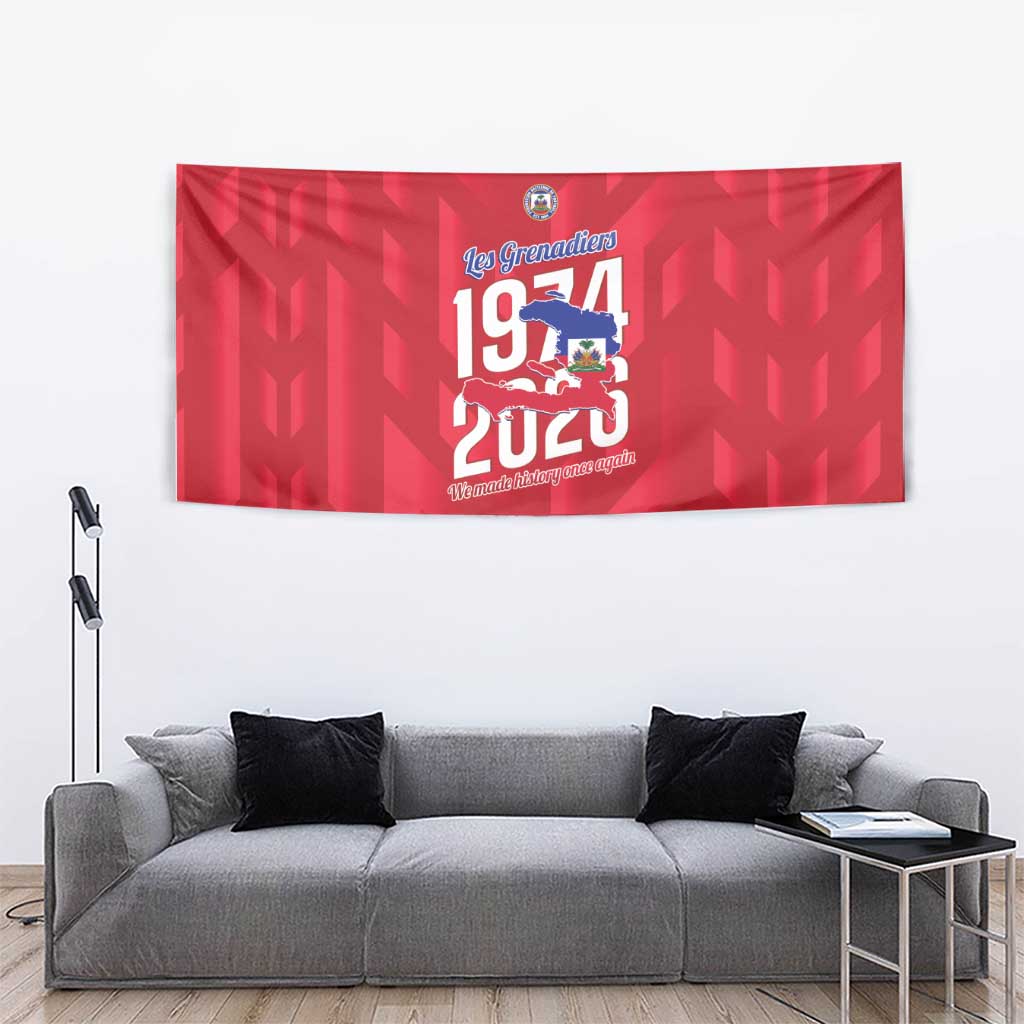 Personalized Haiti Football Tapestry Les Grenadiers Made History Once Again Red Color - Wonder Print Shop