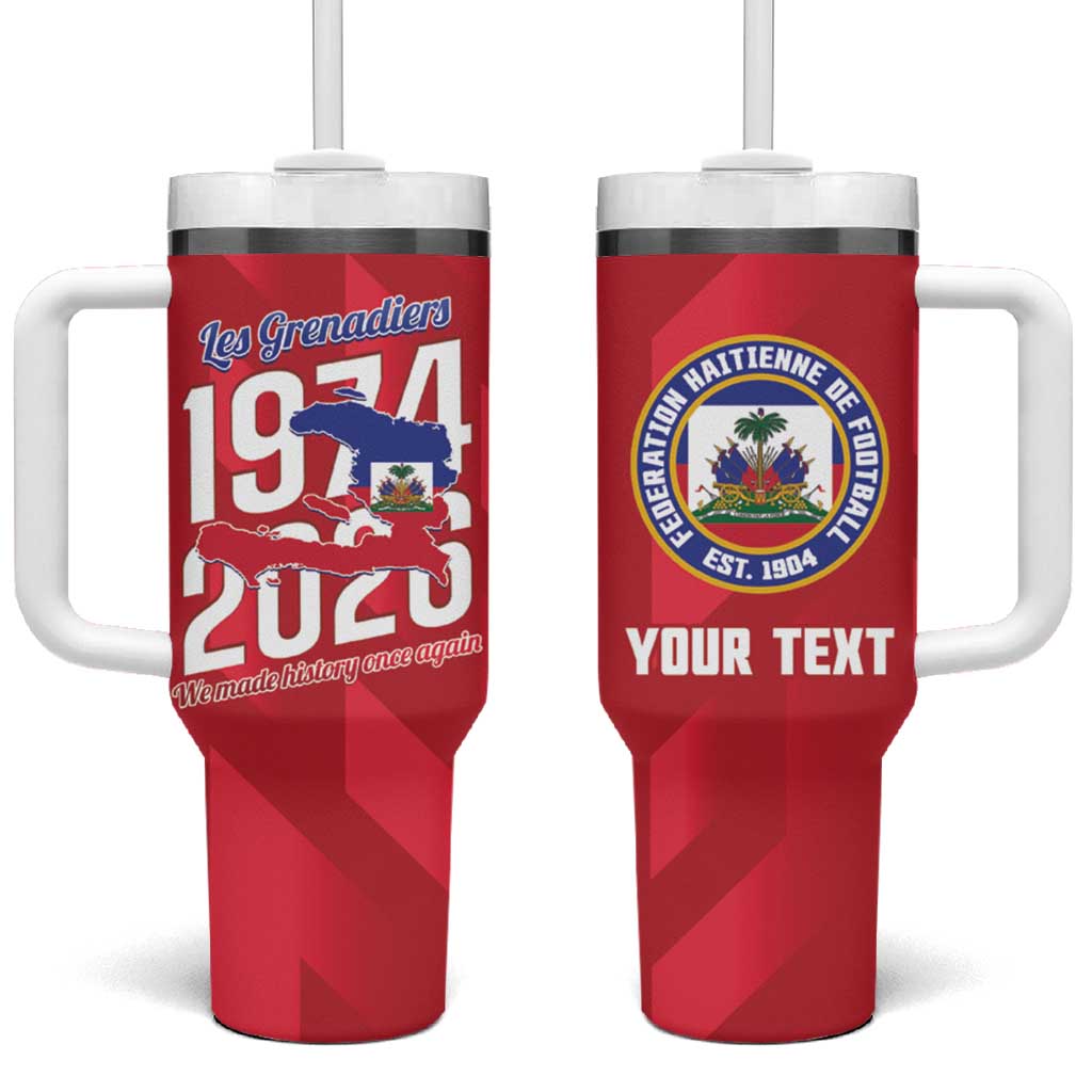 Personalized Haiti Football Tumbler With Handle Les Grenadiers Made History Once Again Red Color - Wonder Print Shop