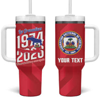 Personalized Haiti Football Tumbler With Handle Les Grenadiers Made History Once Again Red Color - Wonder Print Shop