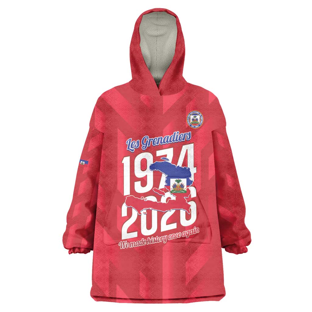 Personalized Haiti Football Wearable Blanket Hoodie Les Grenadiers Made History Once Again Red Color - Wonder Print Shop