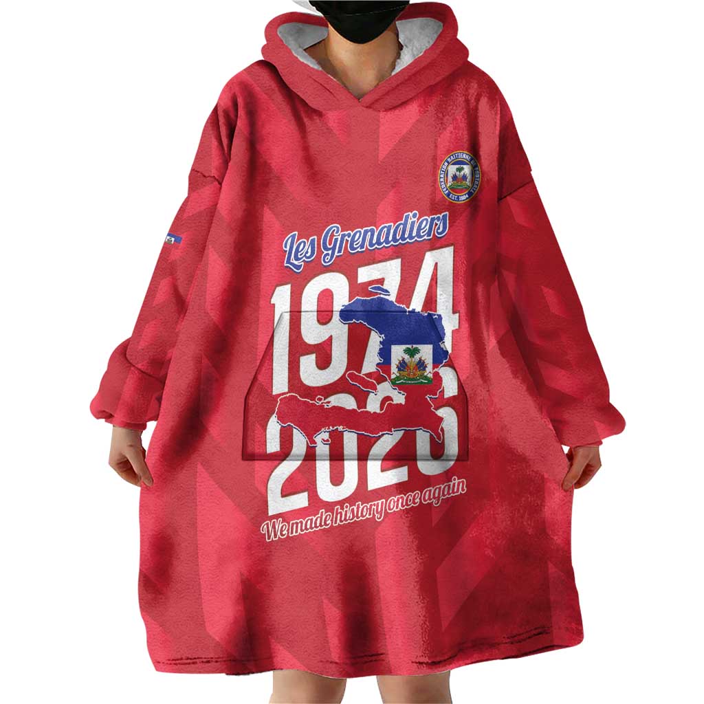 Personalized Haiti Football Wearable Blanket Hoodie Les Grenadiers Made History Once Again Red Color - Wonder Print Shop