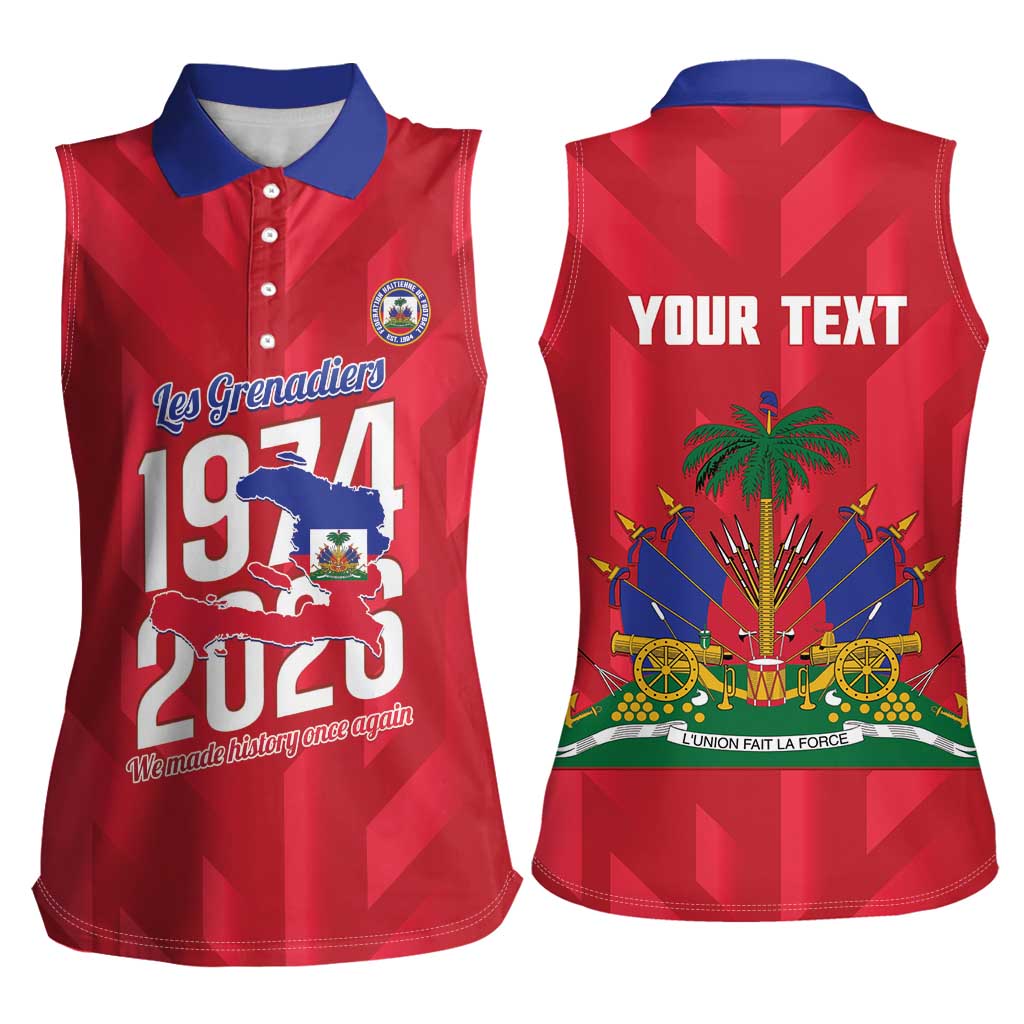 Personalized Haiti Football Women Sleeveless Polo Shirt Les Grenadiers Made History Once Again Red Color - Wonder Print Shop
