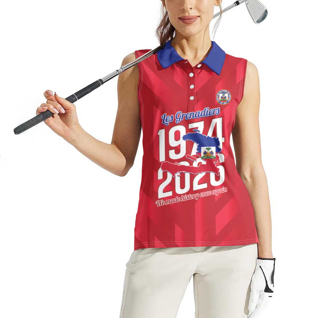 Personalized Haiti Football Women Sleeveless Polo Shirt Les Grenadiers Made History Once Again Red Color - Wonder Print Shop