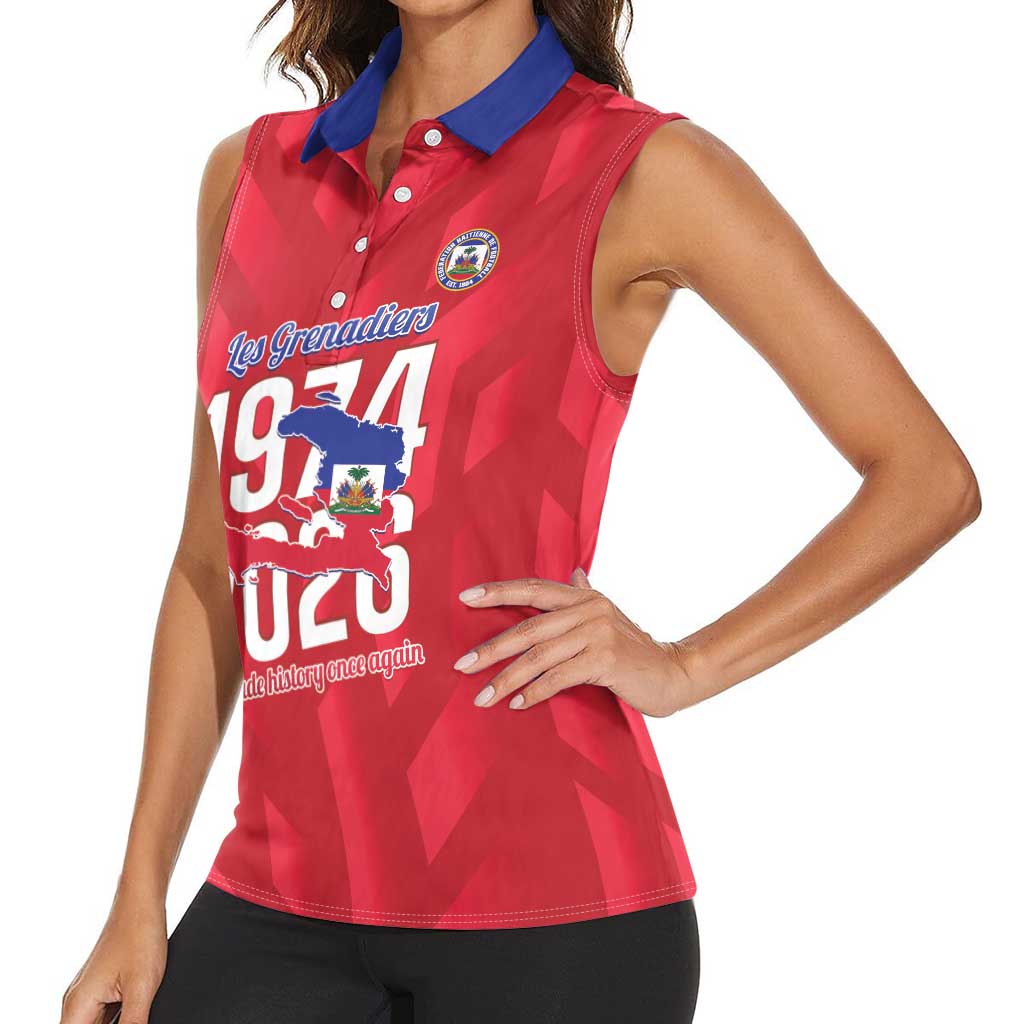 Personalized Haiti Football Women Sleeveless Polo Shirt Les Grenadiers Made History Once Again Red Color - Wonder Print Shop