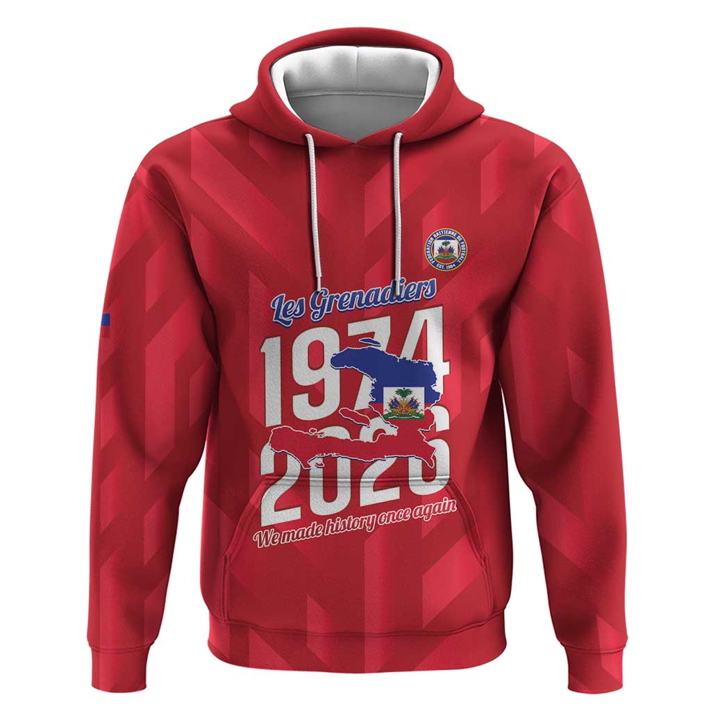 Personalized Haiti Football Zip Hoodie Les Grenadiers Made History Once Again Red Color - Wonder Print Shop
