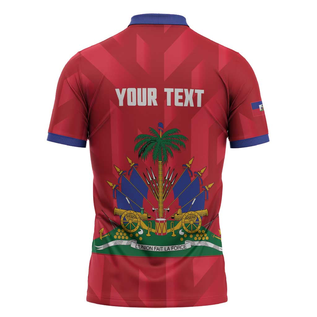 Personalized Haiti Football Zipper Polo Shirt Les Grenadiers Made History Once Again Red Color - Wonder Print Shop