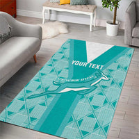 Custom South Africa Rugby Area Rug Go Champions Springboks - Teal Version - Wonder Print Shop