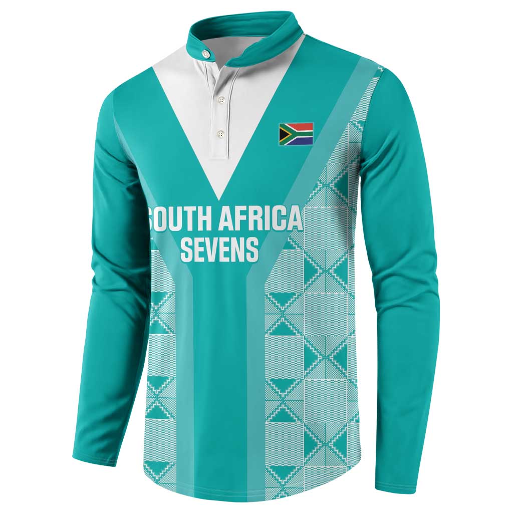 Custom South Africa Rugby Button Sweatshirt Go Champions Springboks - Teal Version - Wonder Print Shop