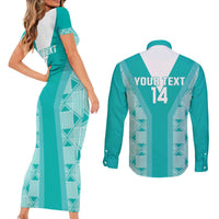 Custom South Africa Rugby Couples Matching Short Sleeve Bodycon Dress and Long Sleeve Button Shirt Go Champions Springboks - Teal Version - Wonder Print Shop