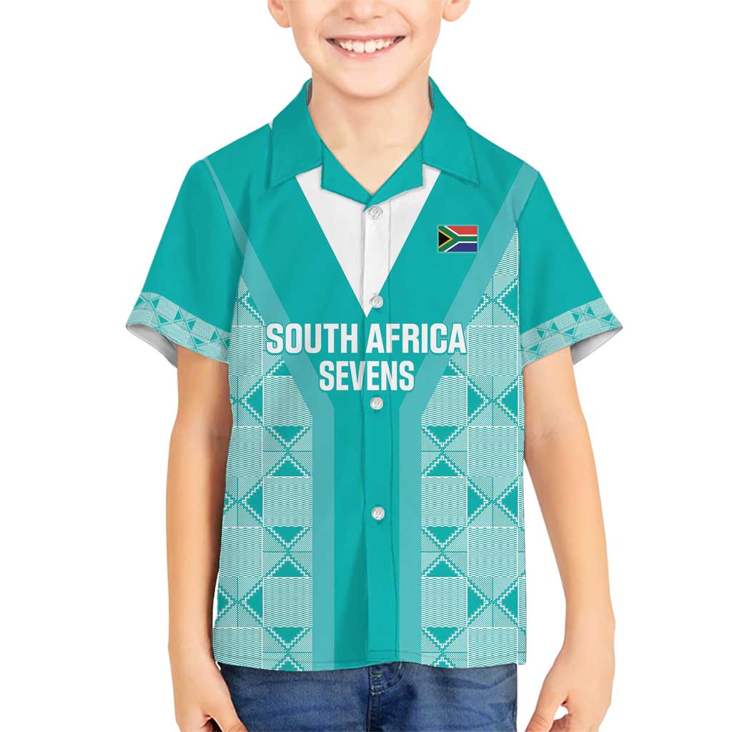 Custom South Africa Rugby Family Matching Off Shoulder Maxi Dress and Hawaiian Shirt Go Champions Springboks - Teal Version - Wonder Print Shop