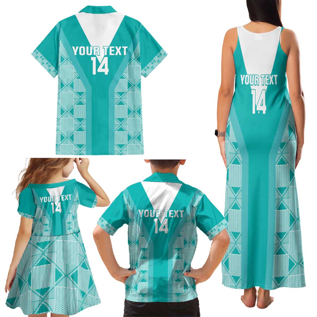 Custom South Africa Rugby Family Matching Tank Maxi Dress and Hawaiian Shirt Go Champions Springboks - Teal Version - Wonder Print Shop