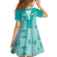 Custom South Africa Rugby Kid Short Sleeve Dress Go Champions Springboks - Teal Version - Wonder Print Shop