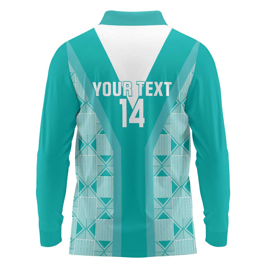 Custom South Africa Rugby Long Sleeve Polo Shirt Go Champions Springboks - Teal Version - Wonder Print Shop