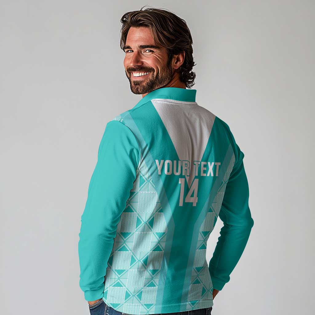 Custom South Africa Rugby Long Sleeve Polo Shirt Go Champions Springboks - Teal Version - Wonder Print Shop