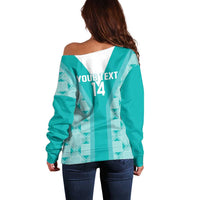 Custom South Africa Rugby Off Shoulder Sweater Go Champions Springboks - Teal Version - Wonder Print Shop